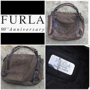 Furla Authentic Brown Leather Snakeskin Handbag